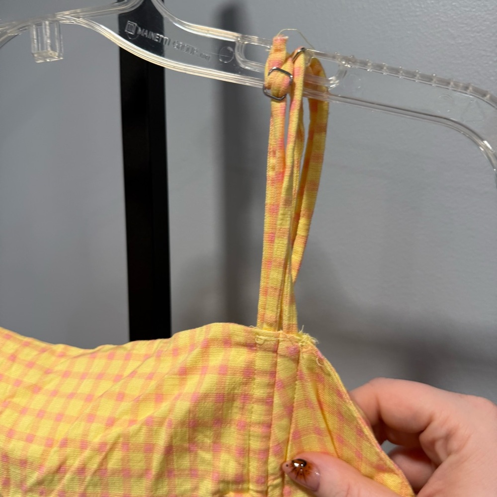 Wild Fable Ruched Bodycon Yellow and Pink Gingham Mini Dress, size XXL - Picture 5 of 7